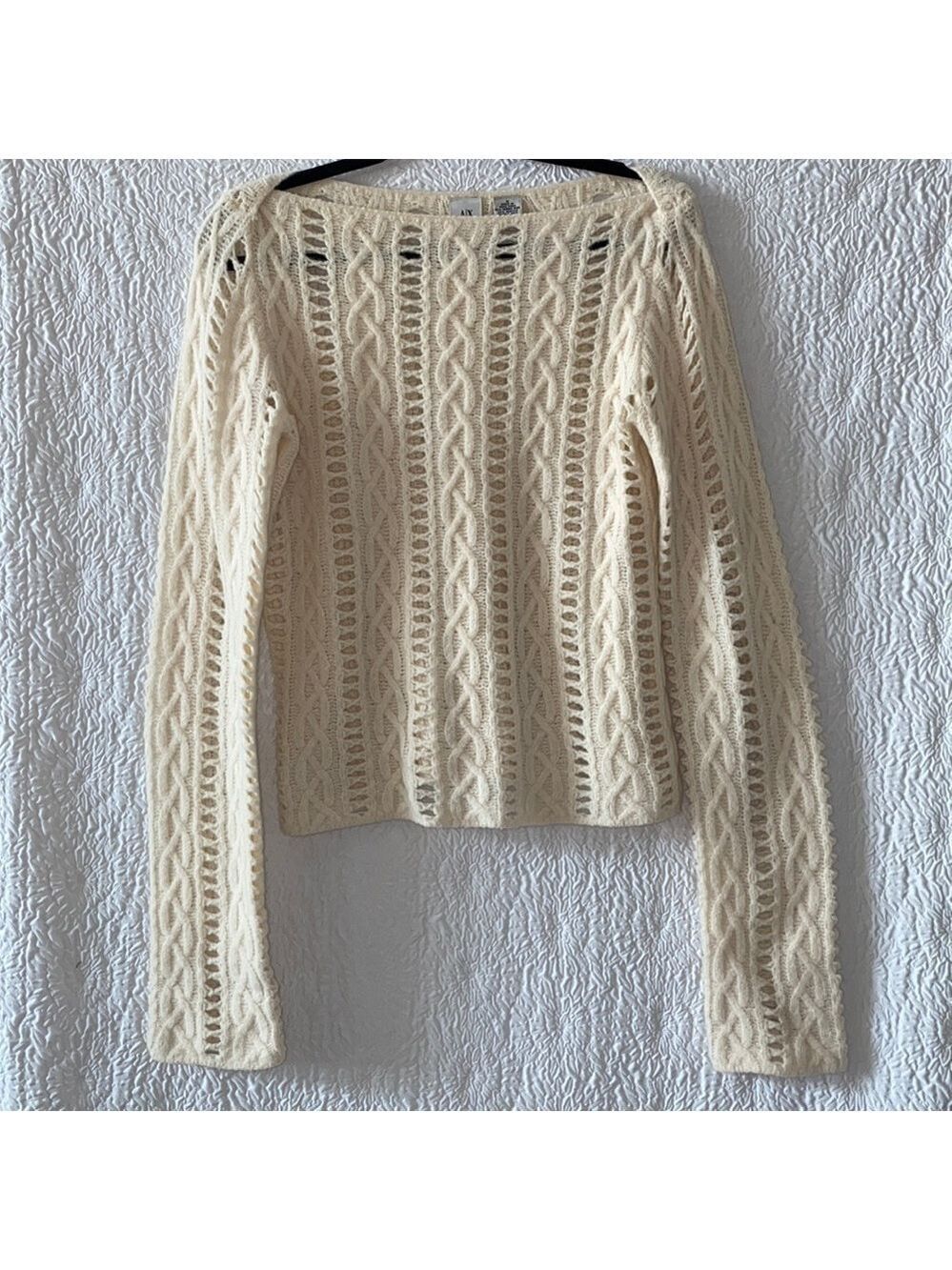 A/X Armani Exchange Merino Wool Angora Rabbit Hair Cable Knit Sweater